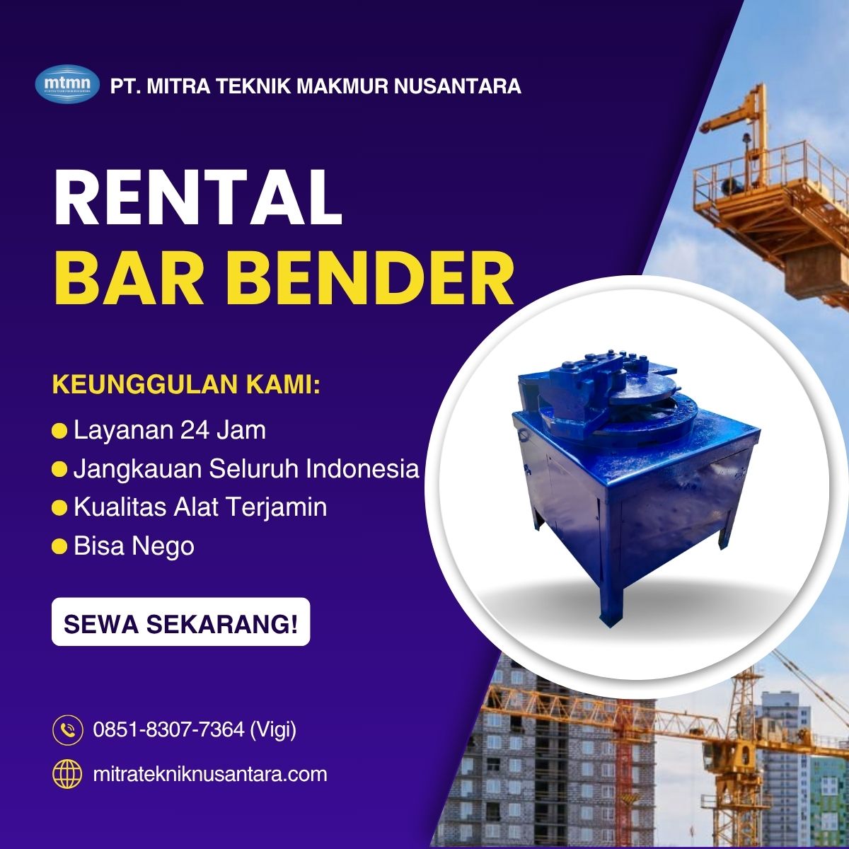 Sewa Bar Bender Tangerang – PT Mitra Teknik Makmur Nusantara